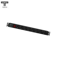 ТЕЛКОМ PDU-1U-G8-C14 Блок евророзеток 220В 19" 1U 8 розеток 16А, 2К+З, с выключателем, гнездо под шнур IEC-320 (разъем C14)