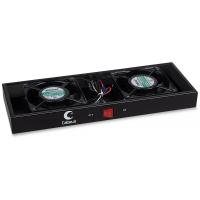 Cabeus TRAY-FAN2-BK Модуль вентиляторный с 2-я вентиляторами для установки в настенные шкафы серии SH-05F, цвет черный (RAL9004)