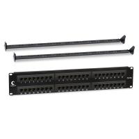 Cabeus PL-48-Cat.6a-Dual IDC Патч-панель 19" (2U), 48 портов RJ-45, категория 6a, Dual IDC, с задним кабельным организатором