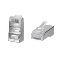 Cabeus 8P8C-SH Коннектор RJ-45 под витую пару, категория 5e, экранированный, универсальный (для одножильного и многожильного кабеля) для проводников с толщиной по изоляции до 1,05 мм