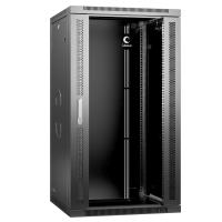 Cabeus SH-05F-22U60/60-R-BK Шкаф телекоммуникационный настенный разобранный 19" 22U 600x600x1082mm (ШхГхВ) дверь стекло, цвет черный (RAL 9004)