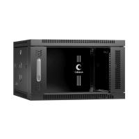 Cabeus SH-05F-6U60/35-BK Шкаф телекоммуникационный настенный 19" 6U 600x350x368mm (ШхГхВ) дверь стекло, цвет черный (RAL 9004)