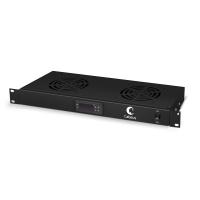 Cabeus JG02-BK Модуль вентиляторный 19", 2 вентилятора, с цифровым термодатчиком, цвет черный (RAL 9004)