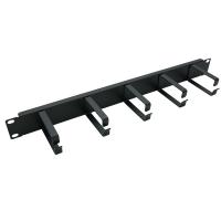 Cabeus JB08-1U-BK Кабельный органайзер горизонтальный 19" 1U, 5 колец, металлический, цвет черный (RAL9004)