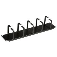 Cabeus JB08-2U-BK Кабельный органайзер горизонтальный 19" 2U, 5 колец, металлический, цвет черный (RAL9004)
