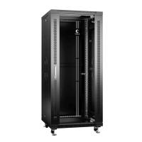 Cabeus SH-05C-18U60/60-BK Шкаф монтажный телекоммуникационный 19" напольный для распределительного и серверного оборудования 18U 600x600x988mm (ШхГхВ) передняя стеклянная и задняя сплошная металлическая двери, ручка с замком, цвет черный (RAL 9004)