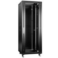 Cabeus SH-05C-32U60/80-BK Шкаф монтажный телекоммуникационный 19" напольный для распределительного и серверного оборудования 32U 600x800x1610mm (ШхГхВ) передняя стеклянная и задняя сплошная металлическая двери, ручка с замком, цвет черный (RAL 9004)