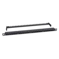 Cabeus PLHD-24-Cat.5e-Dual-180-0,5U Патч-панель высокой плотности 19" (0,5U), 24 порта RJ-45, категория 5e, Dual IDC,180 градусов, с задним кабельным организатором