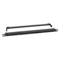 Cabeus PLHD-24-Cat.6a-Dual-180-0,5U Патч-панель высокой плотности 19" (0,5U), 24 порта RJ-45, категория 6a, Dual IDC,180 градусов, с задним кабельным организатором