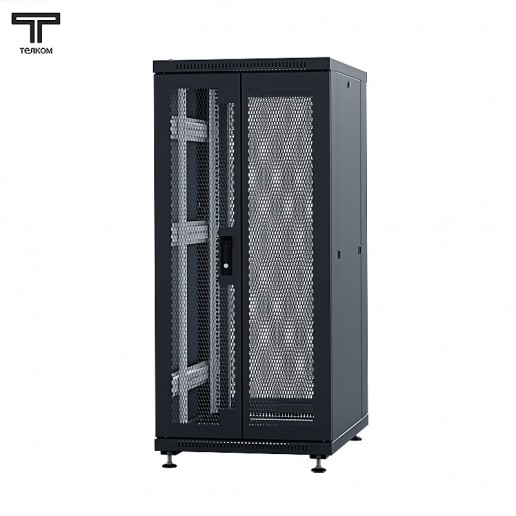 ТЕЛКОМ ТС-18.6.6-2ПП.9005М Шкаф напольный 18U 600x600x920мм (ШхГхВ) телекоммуникационный 19", передняя дверь перфорированная распашная 2-х створчатая - задняя дверь перфорированная, цвет черный (RAL9005М) (5 мест)