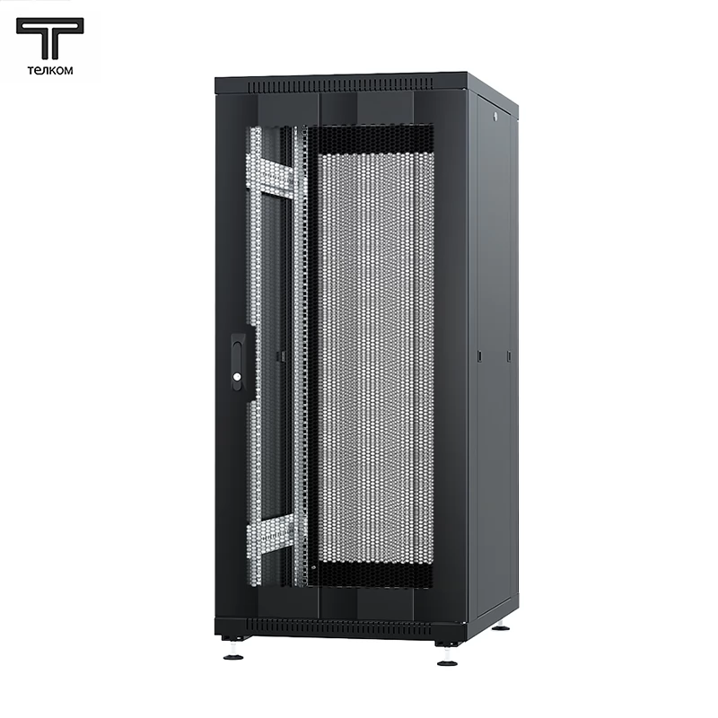 ТЕЛКОМ ТС-18.6.6-ПП.9005М Шкаф напольный 18U 600x600x920мм (ШхГхВ) телекоммуникационный 19", передняя дверь перфорированная - задняя дверь перфорированная, цвет черный (RAL9005М) (5 мест)