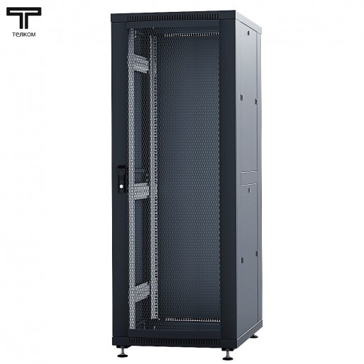 ТЕЛКОМ ТС-42.6.10-ПМ.9005М Шкаф напольный 42U 600x1000x1987мм (ШхГхВ) телекоммуникационный 19", передняя дверь перфорированная - задняя дверь металлическая, цвет черный (RAL9005М) (5 мест)